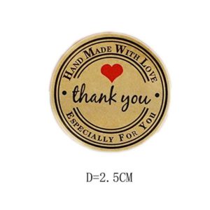 Round Natural Kraft Thank You Stickers 500 Labels Per Roll - 1 Inch