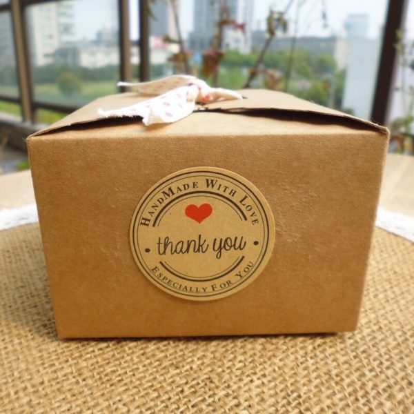 Round Natural Kraft Thank You Stickers 500 Labels Per Roll - 1 Inch - Image 4